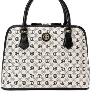 Giani Bernini White Black  Block Signature Dome Satchel